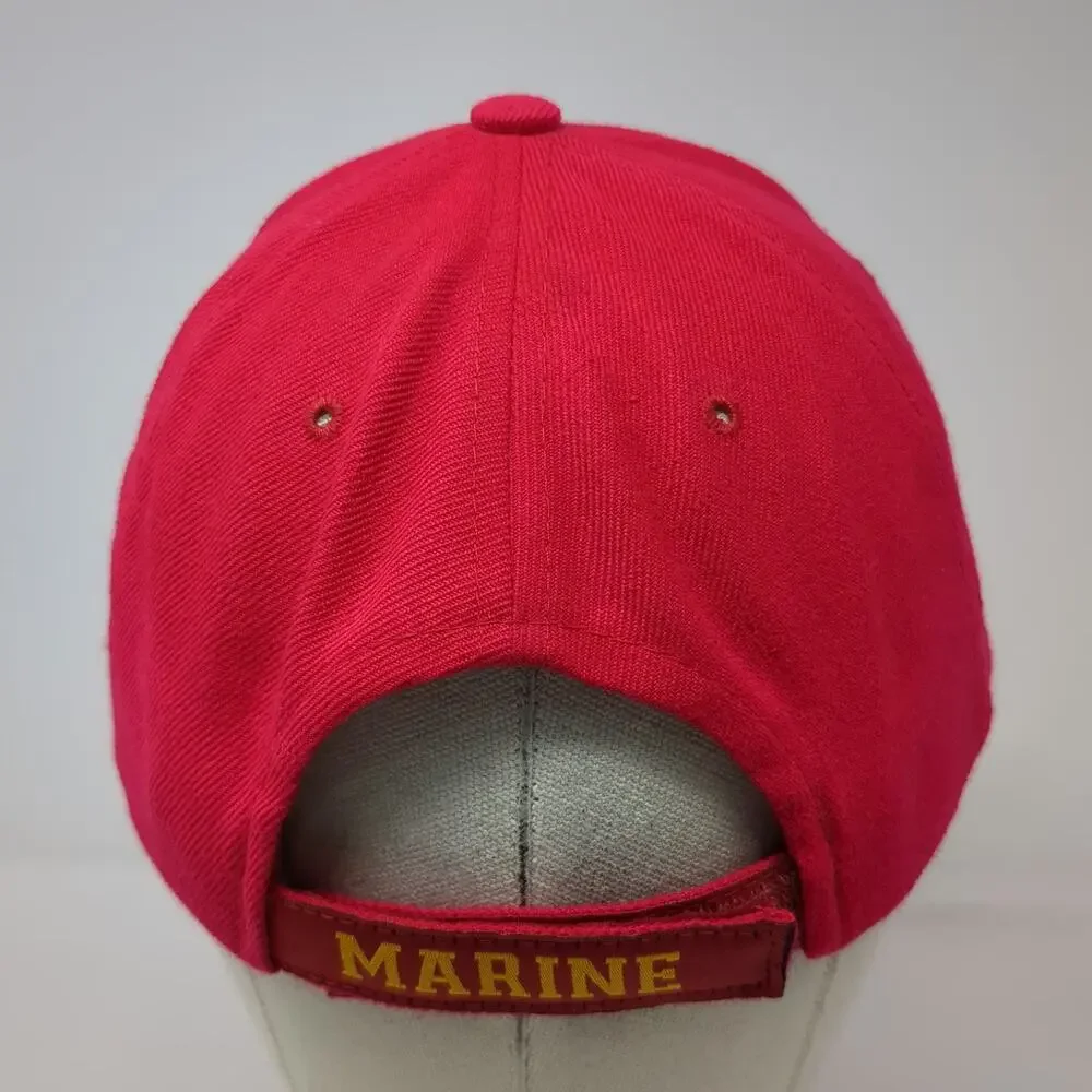 Rapid Dominance USMC Marine Corps Red One Size Baseball Cap Hat Strapback Gold
